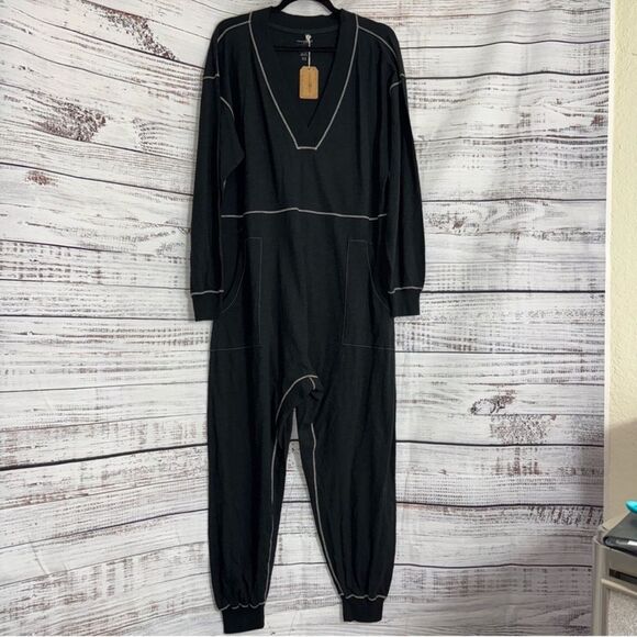 Natural Life Jumpsuit Womens size M slouchy Black oversized Drop Waist Boho New - Picture 5 of 10